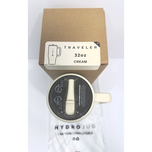 Hydro Jug Traveler 32 Oz Water Bottle With Handle-Huge Cream Rubber Base New - Picture 4 of 5